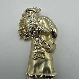 Signed AJC Santa Claus Father Christmas Saint Nicholas Gold Tone Brooch Pin